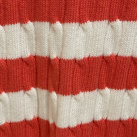 Jeanne Pierre Cable Knit Orange White Striped Cardigan Size Large (NWOT) - Picture 7 of 12